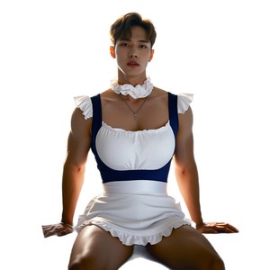 Lingerie pour hommes grandes tailles, uniforme de jeu cosplay sur le thème de l'abstinence, interaction de couple, tablier de travesti, esclave masculin sexy - Product Image 5