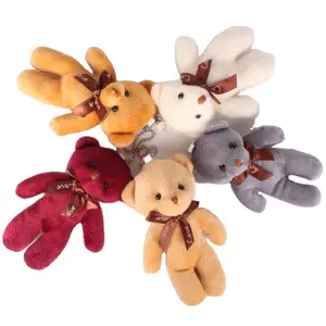 Chaveiro de pelúcia macio personalizado barato para bonecas, brinquedo de pelúcia pequeno fofo de 10 cm, chaveiro de pelúcia urso