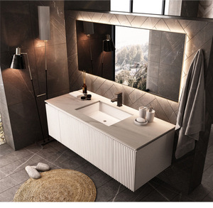Mueble de Baño Moderno de Lujo en Madera Maciza Lacada con Lavabo de Cerámica, Espejo Inteligente, Combinación de Espejo y Mueble - Product Image 2