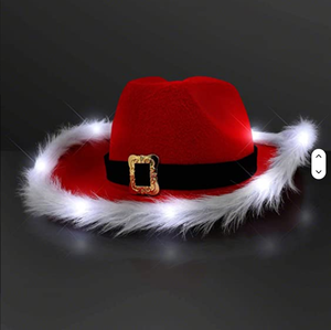 Illuminez Noël Père Noël Chapeau pour Femmes LED Lumières Cowboy Cowgirl Light up Chapeaux Vacances Western Costume Accessoire - Product Image 2
