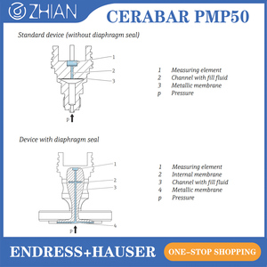 Capteur de niveau de gaz absolu à membrane métallique E+H Cerabar PMP50 4-20mA HART 400 bars - Product Image 4