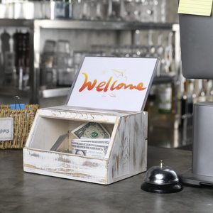 Boîte à embouts en bois personnalisée avec fenêtres transparentes Boîte de donation avec serrure et écriture Boîte de collecte tableau noir - Product Image 5