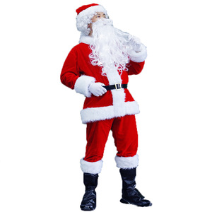 Costume de Père Noël rouge pour homme adulte en fibre de polyester, tenue de performance pour fête - Product Image 1