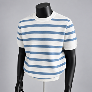 <span class=keywords><strong>Camisa</strong></span> de Verano para Hombre, Casual, a Rayas Blancas y Negras, Corte Ajustado, Antiarrugas, de Secado Rápido, Manga Corta - Product Image 3