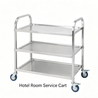 Chariot de service léger et stable en acier inoxydable à 3 niveaux pour hôtels, banquets et collecte de déchets