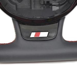 Volant sport en cuir Alcantara <span class=keywords><strong>rouge</strong></span> entièrement recouvert, à fond plat, pour <span class=keywords><strong>Audi</strong></span> A4 B8 A3 8V A4 A5 A7 Q3 Q5 Q7 - Product Image 2