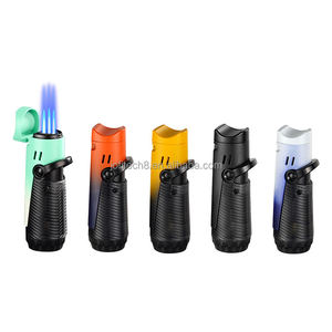 Wholesale Cigar Smoking <b>Torch</b> Lighter 3 Jets Flame Butane Gas Lighter Custom Logo Lighters Refillable Butane Gas Cigar Holder - Product Image 4