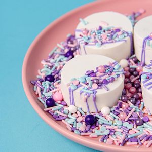 Perlas de Azúcar Comestibles en Colores <span class=keywords><strong>Pastel</strong></span> Rosa, Morado y Azul, Mezcla de Chispas Decorativas Comestibles - Product Image 5