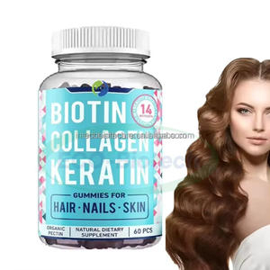 Ausreson Biotine Collagène Kératine Gommes OEM Peau Compléments Capillaires Vegan Halal Vitamine 500mg Biotine Collagène Kératine Gommes - Product Image 2