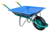 Carretilla Neumática THECA de Nuevo Diseño, Modelo 1500322, Color Azul España, Ruedas de Metal de Alta Calidad, Ligeras y Resistentes a Pinchazos para Jardín
