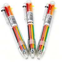 Stylos à bille 6 couleurs en plastique 0,5 mm rétractables avec corps transparent, stylo promotionnel sportif pour carnet, journal, dessin