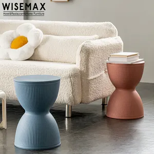 WISEMAX FURNITURE Modern living room furniture Round cube side table Conical shape plastic frame coffee table