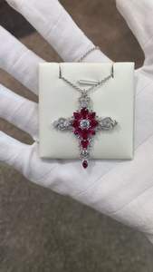Collar de Moda con Piedra Sintética de Laboratorio, Rubí Cultivado en Laboratorio con Certificado - Product Image 1