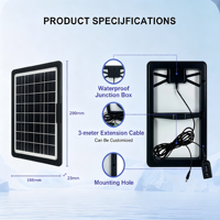Panel Surya Mono 8W Tingkat Konversi Tinggi All in One dengan Kabel Pengisian Daya USB 5 in 1 untuk Berkemah, Mendaki, dan Pengisian Darurat