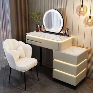 Туалетный столик из мрамора с LED-подсветкой и зеркалом, из массива дерева, для девочек, мебель для спальни - Product Image 4