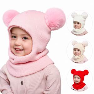 Gorros de Invierno para Niños, Gorro de Punto con Diseño de Oso de Dibujos Animados, Gorro de Invierno Grueso con Bufanda y Orejeras, Conjunto de Gorro Cálido para Niños - Product Image 3