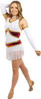 Uniforme de majorette blanc à paillettes léger pour les défilés d'été et les événements de danse en plein air Uniforme de majorette