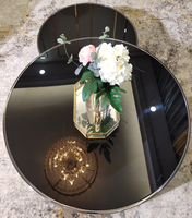 Salon table basse italienne minimaliste en acier inoxydable à trois tailles combinaison miroir en verre haute brillance table ronde en or