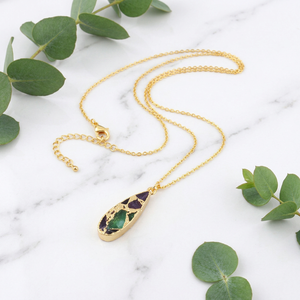 Hot Selling Mohave Mix Copper Turquoise Teardrop Pendant <b>Necklace</b> Brass 18k Gold Plated <b>Statement</b> Jewelry Cable Chain <b>Necklace</b> - Product Image 6