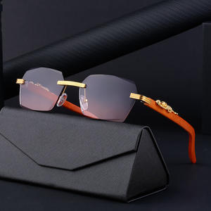 Lunettes de soleil carrées personnalisées pour hommes, effet grain de bois, verres PC UV400, style Instagram, pour la conduite, ZZC-7553 - Product Image 2