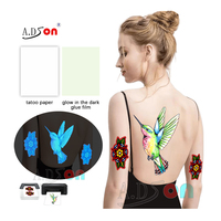 A.DSon Glow Dark Blue Light Temporary Water Transfer Paper Tattoo Stickers Water Slide Luminous Mirror Mode Printing Tahan Lama 3-7