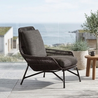 Fauteuil de jardin moderne en corde tressée avec coussin haute densité pour hôtels de luxe, complexes hôteliers, bord de piscine et salons de plage