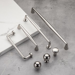 Manijas modernas minimalistas para puertas de armario, aleación de zinc, titanio, plata, forma de barra, espejo, cromado electroplacado para muebles - Product Image 2