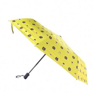 Wholesale Modern Plastic 3-<b>Folding</b> UV Protection Automatic <b>Folding</b> Umbrella Cartoon Bear 8 Ribs Iron Shaft 95Cm Promotional Logo - Product Image 2