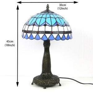 LongHuiJing 12Inch Blue Stained Glass Dome LED Desk Lamp Retro Handmade Zinc Alloy Base Mediterranean 2700K Warm White Flexible - Product Image 3