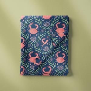 Échantillon Gratuit Tissu Léger en Coton Doux 80S Motif Crabe <span class=keywords><strong>Imprimé</strong></span> Numérique Écologique pour Robes <span class=keywords><strong>Femme</strong></span> - Product Image 3