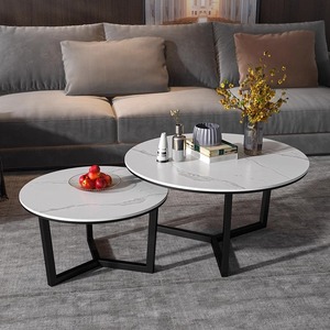 โต๊ะกาแฟหินอ่อนสีดำขนาดเล็กหรูหราดีไซน์คลาสสิกเฟอร์นิเจอร์ห้องนั่งเล่นอเนกประสงค์ - Product Image 1