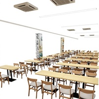 Ensemble table et chaises de salle à manger en bois massif, style minimaliste moderne, pour entreprise, école, cantine, snack-bar - Multifonctionnel 4 places