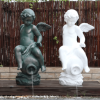 Sculpture de fontaine d'ange en résine de style européen de haute qualité, statue d'élément aquatique pour la décoration de cour, de villa ou d'hôtel