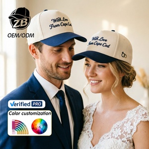 Wholesale Custom <b>Wedding</b> Bridal Party Embroidered Logo Adjustable 5 Panel Structured Two Tone Baseball Cap <b>for</b> <b>Wedding</b> Couple - Product Image 1