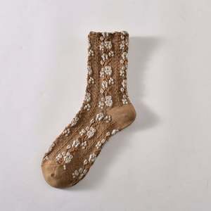 Cotton Socks Autumn Winter New Arrival Floral Over-Knee Women's Ins Single Needle Weave Socks - Product Image 6