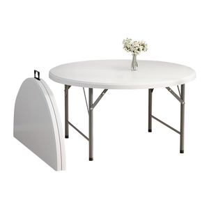 10-Person Capacidade Outdoor Folding Banquete Mesa Redonda HDPE Durable Plastic Household Mesa de jantar para o casamento Evento Party