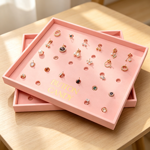 Espositore per Gioielli in Velluto <span class=keywords><strong>Rosa</strong></span> Serie Wood per Anelli e Orecchini, Vassoio Organizzatore per Gioielleria - Product Image 3