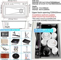 Évier de cuisine intelligent avec robinet cascade, poste de travail, lave-gobelets, robinet extractible, acier inoxydable, sous plan, cuve simple