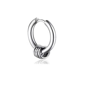 Boucles d'oreilles créoles en acier inoxydable PVD 18 carats avec 3 anneaux |   Couleurs arc-en-ciel argent, or, noir |   Bijoux de piercing unisexe à charnière - Product Image 2