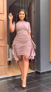 S-5XL all'ingrosso 2024 estate taglie forti eleganti abiti Casual arricciati con volant semplici da donna - Product Image 6