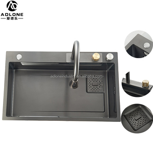 Nueva tendencia, fregadero de cocina de acero inoxidable 304, pantalla Digital de Piano multifuncional, grifo de cascada con arandela de taza debajo del montaje - Product Image 1