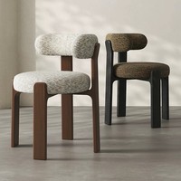 Chaise de salle à manger mobile en bois massif de style français vintage, dossier en tissu souple de style mi-siècle, chaise de table de designer simple