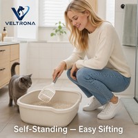 Pelle à litière antiadhésive avec crémaillère, support sur pied, design à fentes, outil de nettoyage des déchets d'animaux, vente en gros
