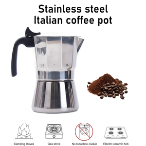 <span class=keywords><strong>Caffettiera</strong></span> Italiana in Acciaio Inox con <span class=keywords><strong>Valvola</strong></span> di Sicurezza e Beccuccio a V, da 3 o 6 Tazze, per Fornello a Gas, Campeggio e Cucina - Product Image 1