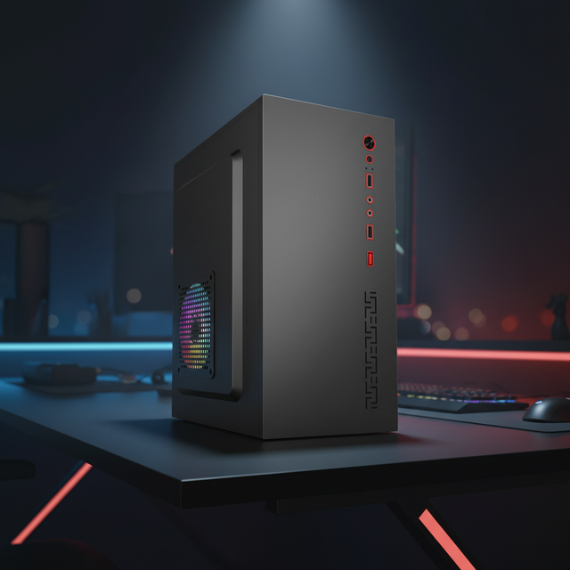 MQ Mid Tower Desktop PC Case Power Supply Combo Compact ATX DIY Computer Shell Steel Small Host Chassis Home Office Assembly