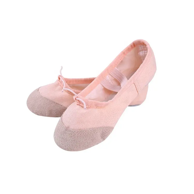 Groothandel Chinese fabriek fabrikant lederen bodem baby girl ballerina dans canvas yoga dansen ballet schoenen RT-045