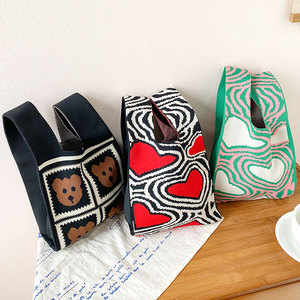 Nhật Bản Phong Cách Mới Thiết Kế Ngựa Vằn Mô Hình Crochet Túi Xách Phụ Nữ Màu Xanh Lá Cây Du Lịch Mua Sắm Dệt Kim Tote Túi Cho Phụ Nữ - Product Image 4