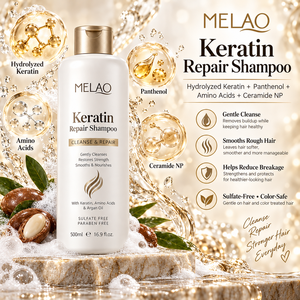 Ensemble Shampooing et Après-Shampooing à la Kératine, Kératine Hydrolysée, Huile d'Argan, Acides Aminés, Sans Sulfate, Anti-Frisottis, Lissant, Étiquette Personnalisée - Product Image 5