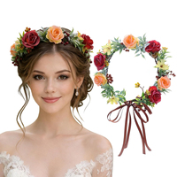 Couronne florale artificielle faite à la main style forêt féerique, idéale pour mariages, fêtes, vacances et séances photo – Nouveauté très prisée