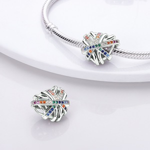 Colgantes Personalizados en Forma de Corazón con Cuentas de Zirconia de Colores, Plata <span class=keywords><strong>925</strong></span>, Accesorios de Joyería Hechos a Mano para Pulseras y Collares, Suministro al por Mayor - Product Image 5